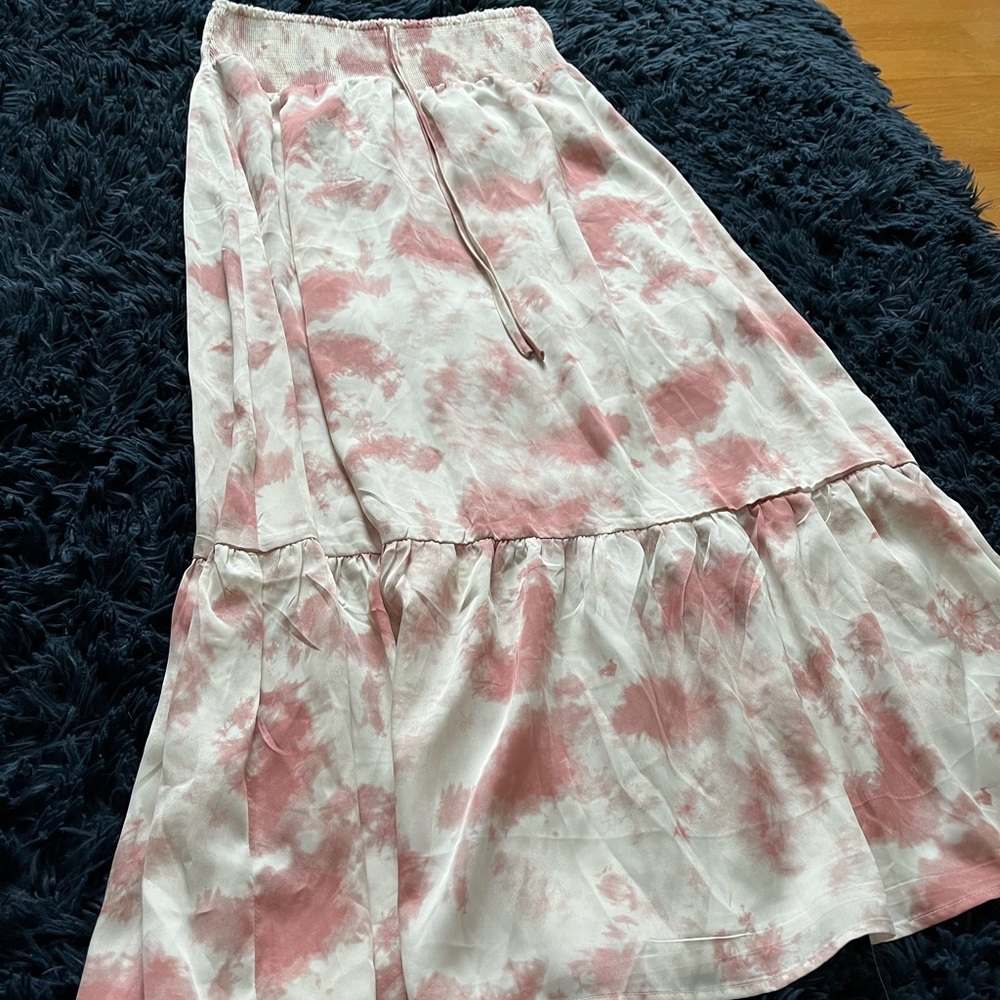 Mittoshop maxi tie dye skirt satin/silk like fabric